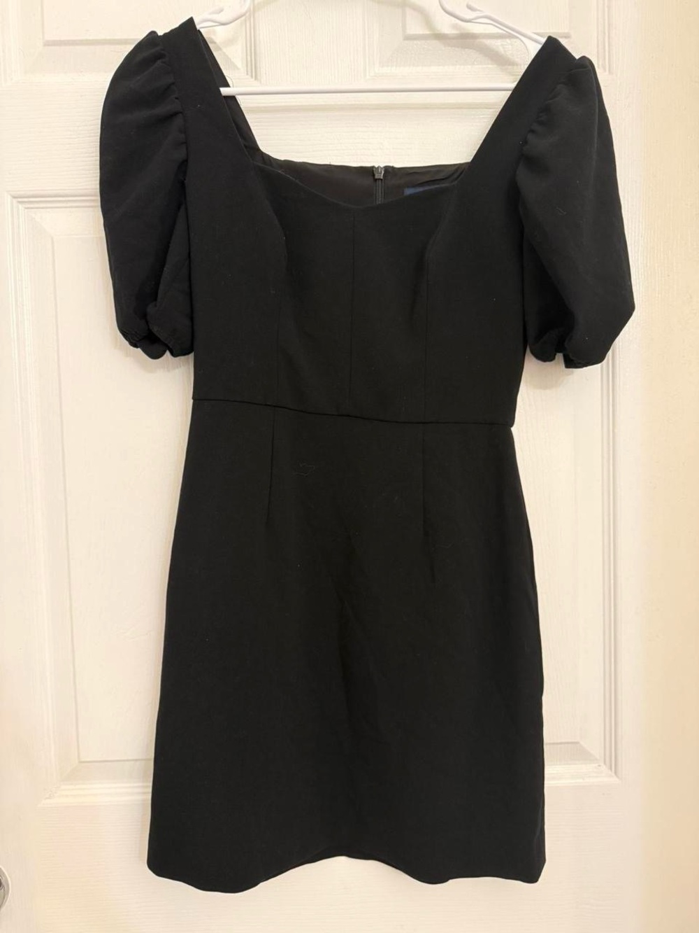 French Connection Black Puff-Sleeve Square Neck Mini Dress